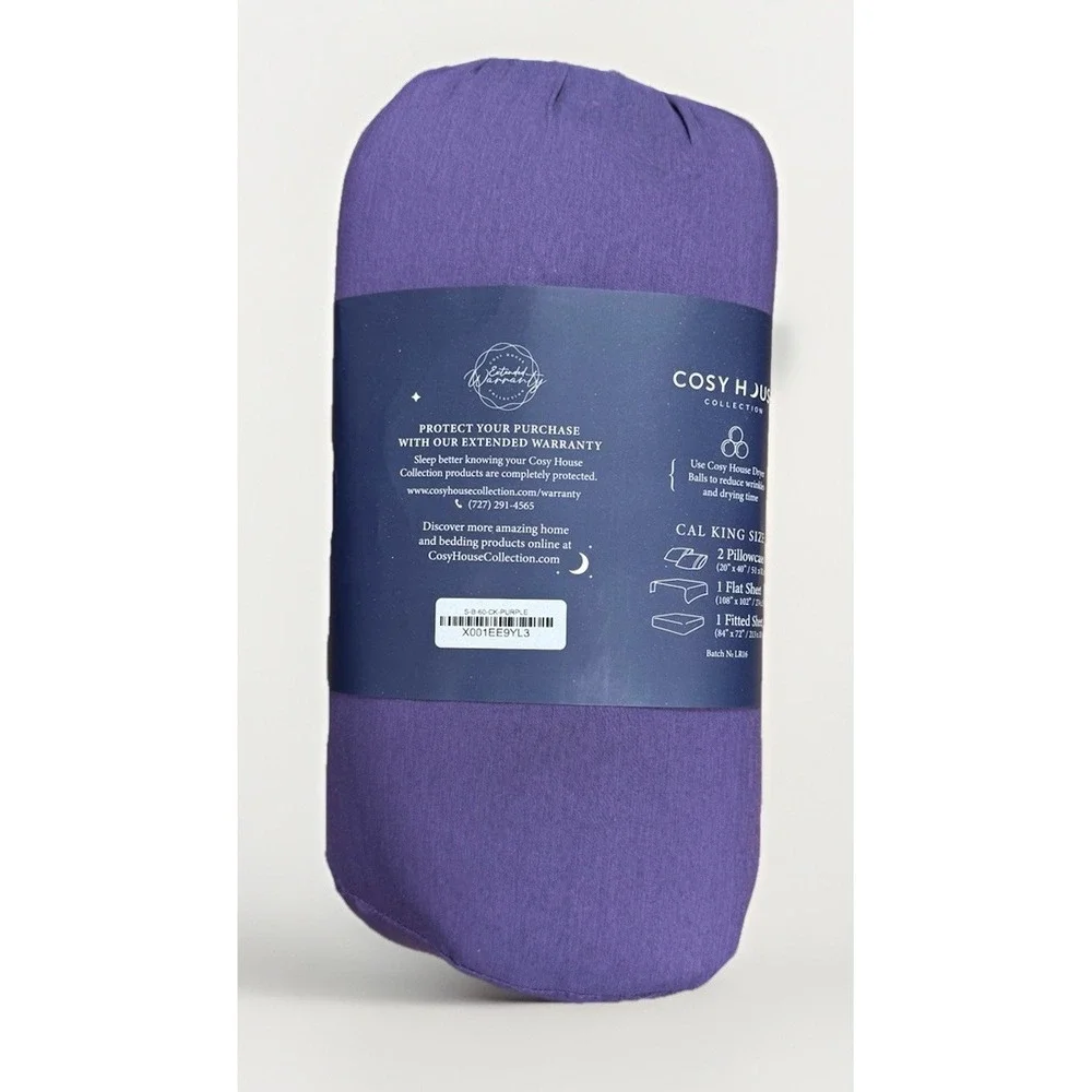 Cosy House Collection Bed Sheets Bamboo Viscose 4-Piece CAL KING‎ - PURPLE